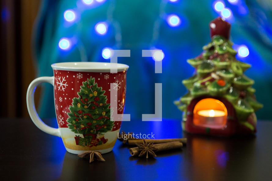 Christmas Mug with Christmas Tree Candle