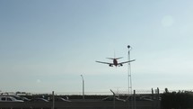 Timelapse of airport traffic as a plane lands.
