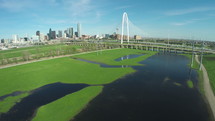 Margaret Hunt Hill Bridge, Bridge, Dallas, over, aerial view, over
