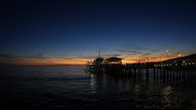Wide angle of a pier at sunset