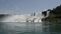 Rushing water over Niagara Falls.