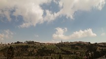 A time-lapse of the Mount of Olives from the rampart of the Old City in Jerusalem.