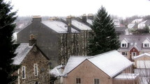 Snowfall on a village.