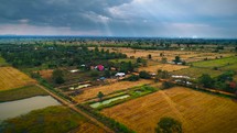 Drone Dry Cambodian Landscape Asian Sunset Landscape Jungle Cinematic Aerial Flyover