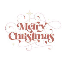 Merry Christmas lettering with crosses and stars