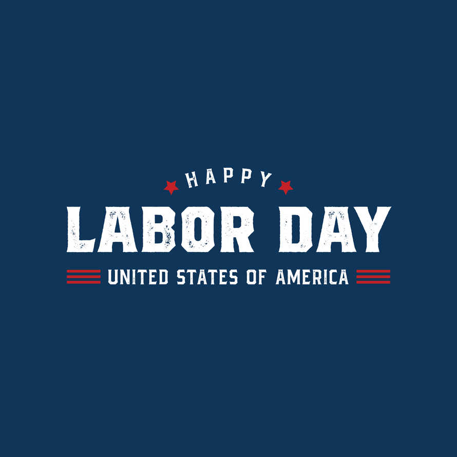 Happy Labor Day United States of America Vector Lettering Illustration on Blue Background for Greeting Card, Poster or Banner