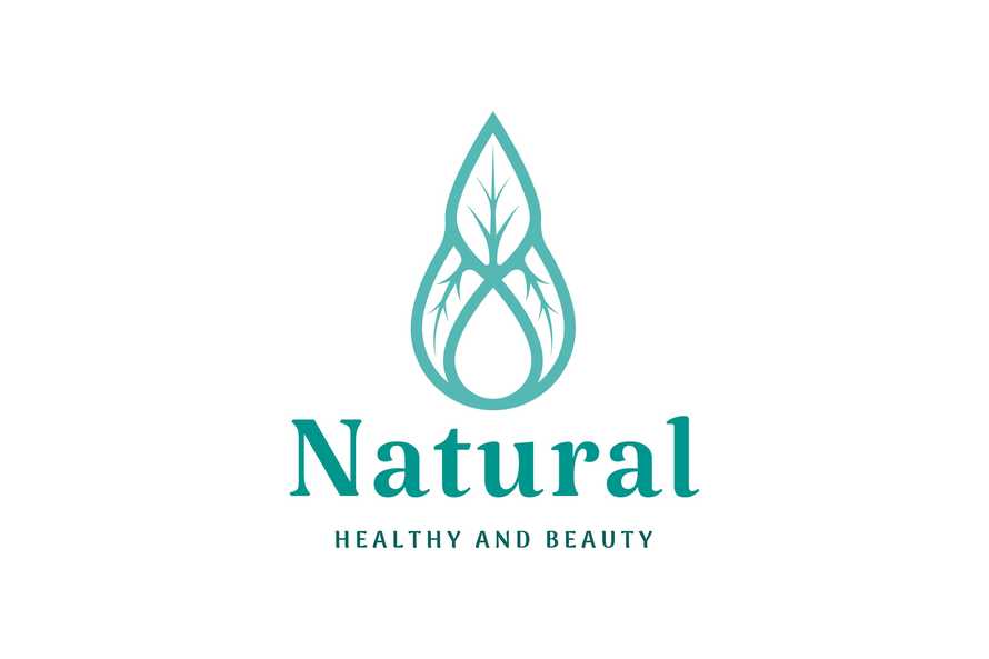 Beauty Care Logo with Oil Drop Leaf Shape