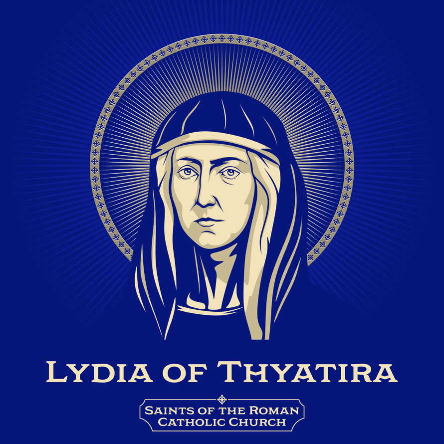 Catholic Saints. Lydia of Thyatira is a woman mentioned in the New Testament who is regarded as the first documented convert to Christianity in Europe. Several Christian denominations have designated her a saint.