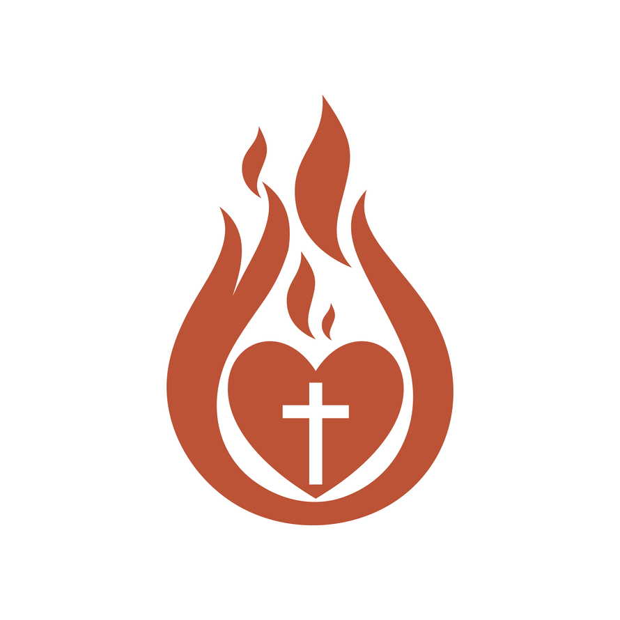 Christian illustration. Burning Christian heart.