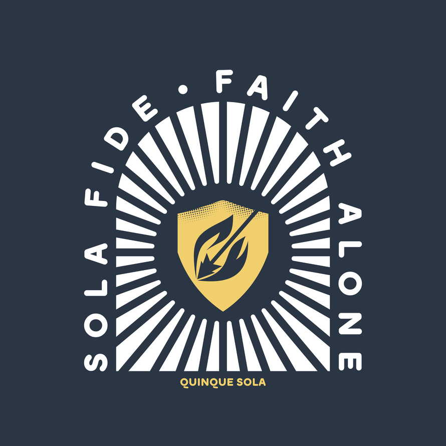Christian illustration. Five Solas of the Reformation. Faith alone.