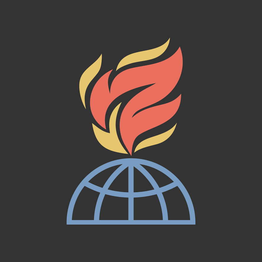 Globe and flame. Vector logo.