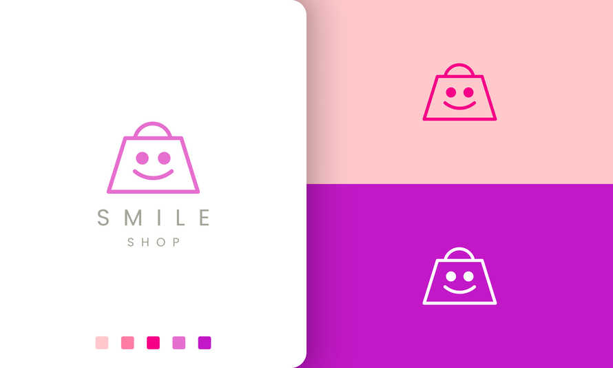Shopping Bag Smile Logo Simple Modern
