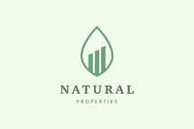 Property House Logo with Three Buildings and Leaves