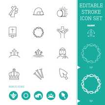 Editable Stroke Line Icon Set | Calvary