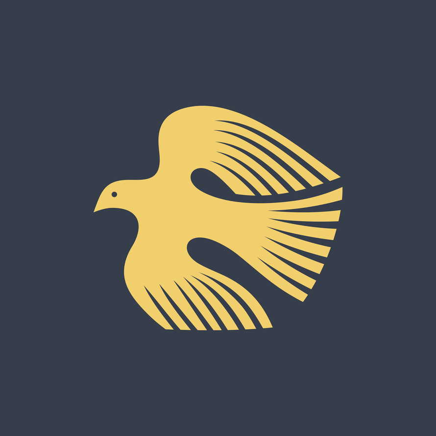 The dove is a symbol of peace, meekness and the Spirit of God. Bird logo.