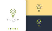 Green Bulb Logo in Simple Modern Style