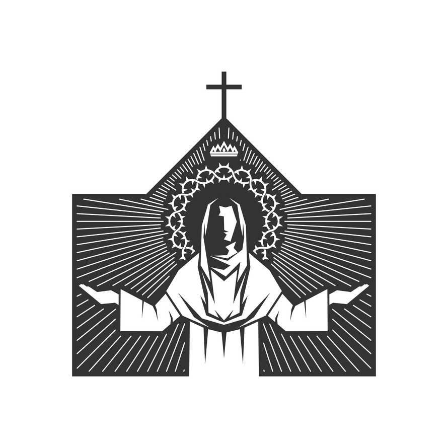 Christian illustration. Church logo. Jesus Christ is the head of the church.