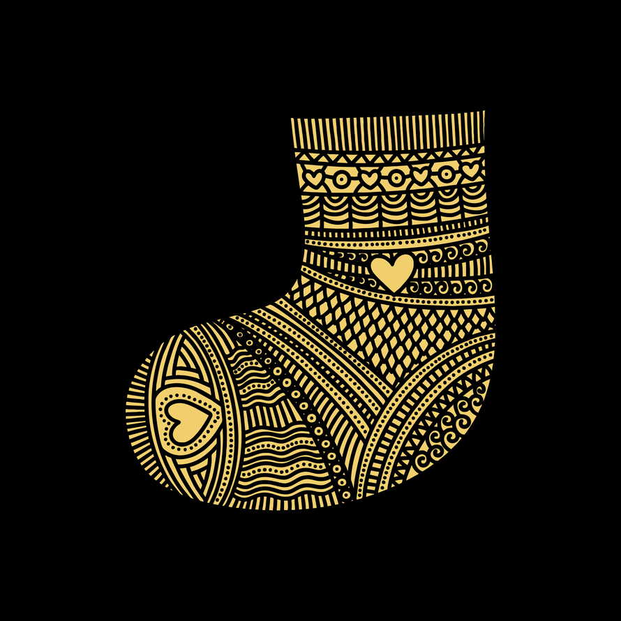 Doodle style illustration. Knitted sock, a design element