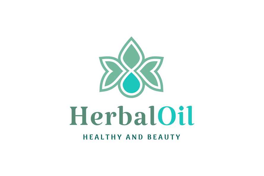 Herbal Logo with Droplet and Leaf Shape