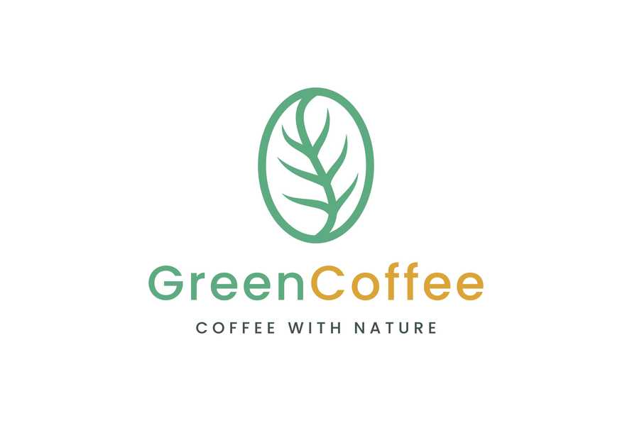 Health Coffee Been and Leaf Logo