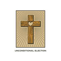Christian vector illustration. John Calvin's Tulip. Unconditional election.