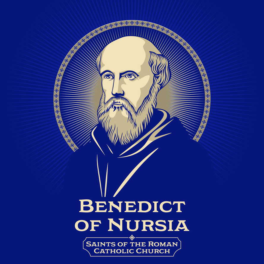 Catholic Saints. Benedict of Nursia (480-548) often known as Saint Benedict, was an Italian Christian monk, writer, and theologian who is venerated in the Catholic Church. He is a patron saint of Europe.