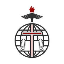 Christian illustration. Church logo. The cross is a symbol of the salvation of the world. The Bible is God's revealed truth.
