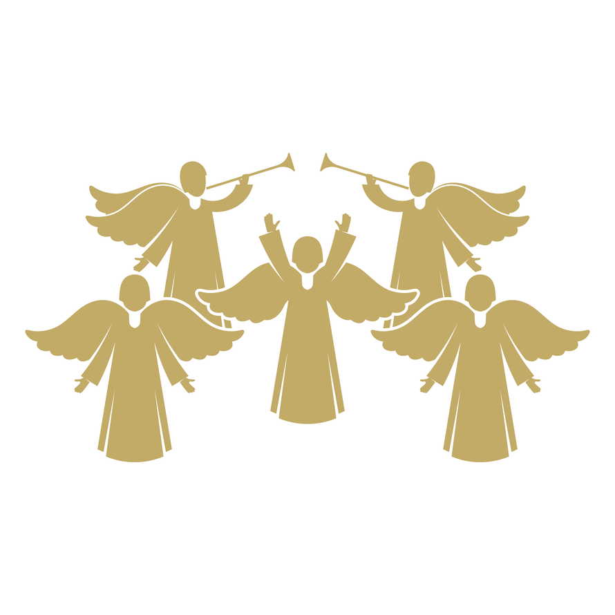 Vector illustration. Angels sing and praise God in heaven.