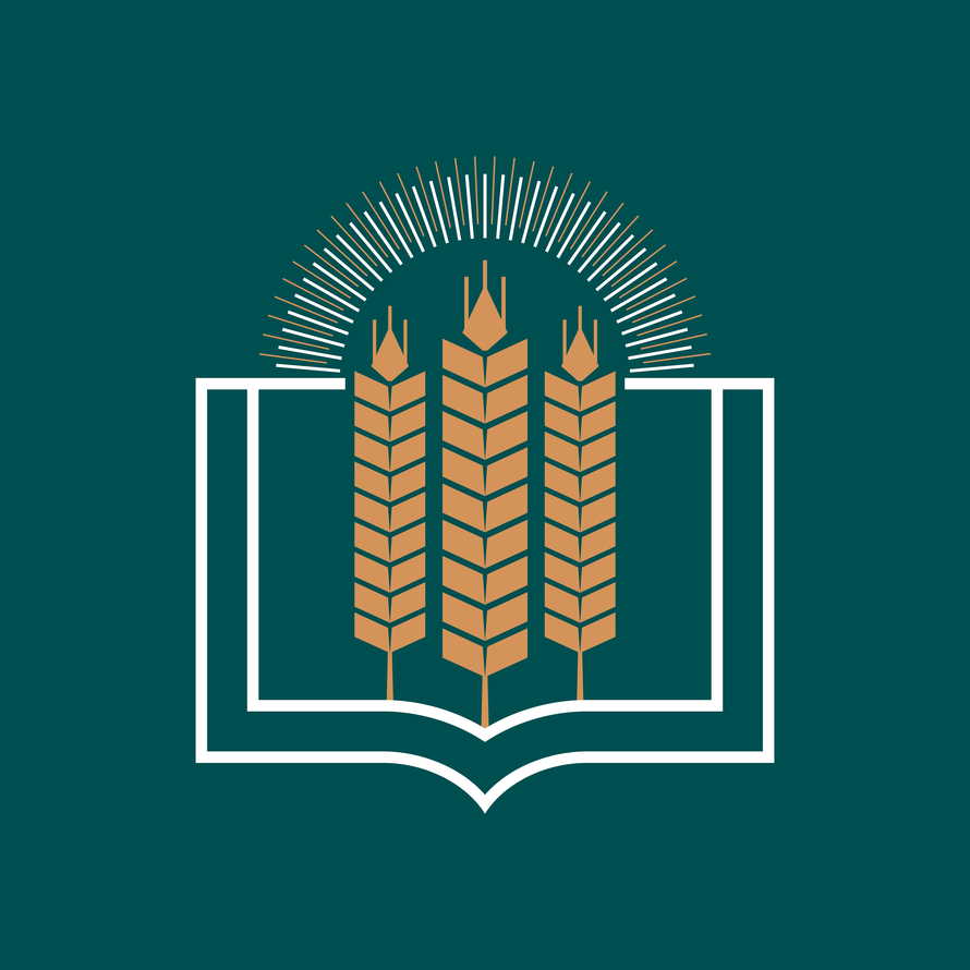 Christian illustration. Book and ears of wheat.