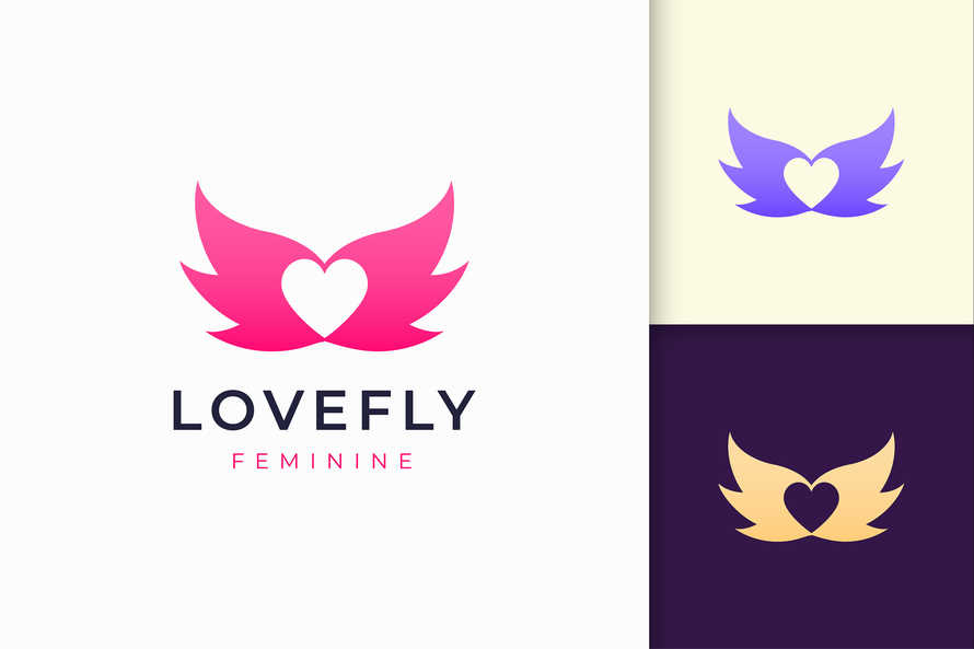 Simple Love and Wing Logo Template