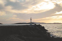 lighthouse beacon on the coast of Greece 