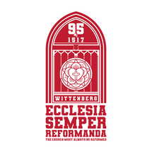 Christian Illustration. Ecclesia semper reformanda. 95 Theses of the Reformation of the Church by Martin Luther.