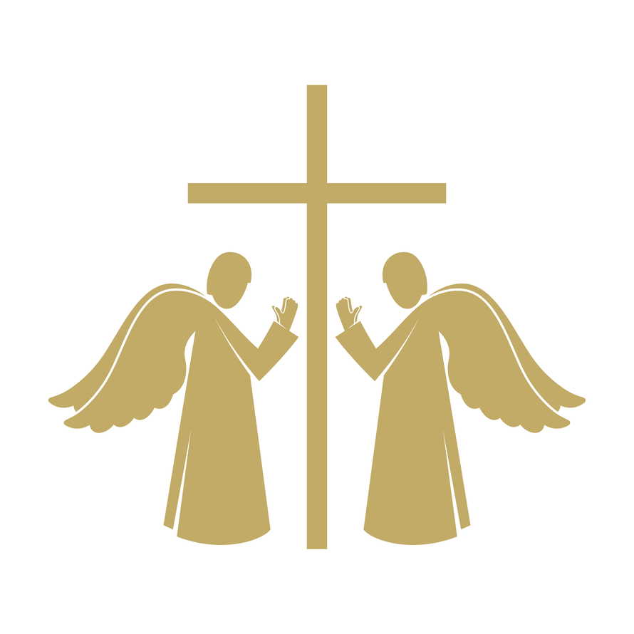 Vector illustration. Angels at the cross of the Lord and Savior Jesus Christ.