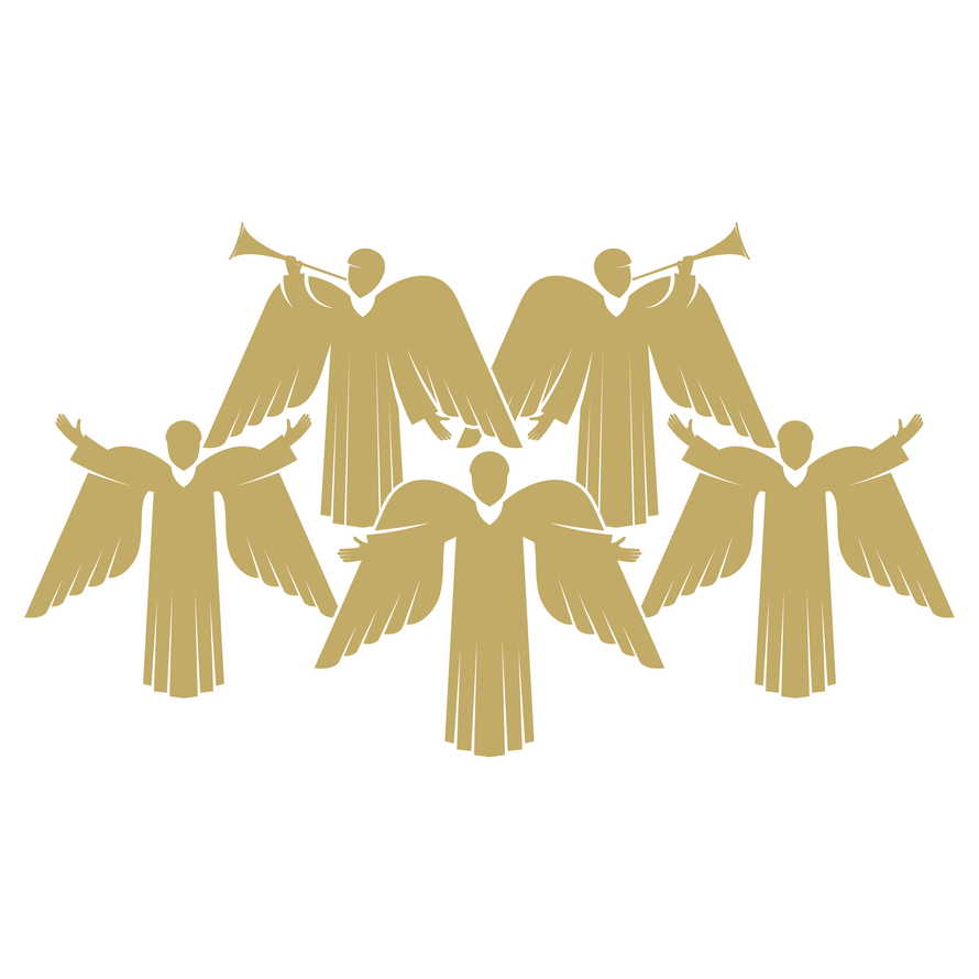 Vector illustration. A chorus of angels praising God in heaven.
