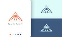 Triangle Sun or Power Logo in Simple