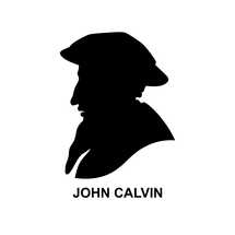Silhouette of Christian reformer and theologian John Calvin