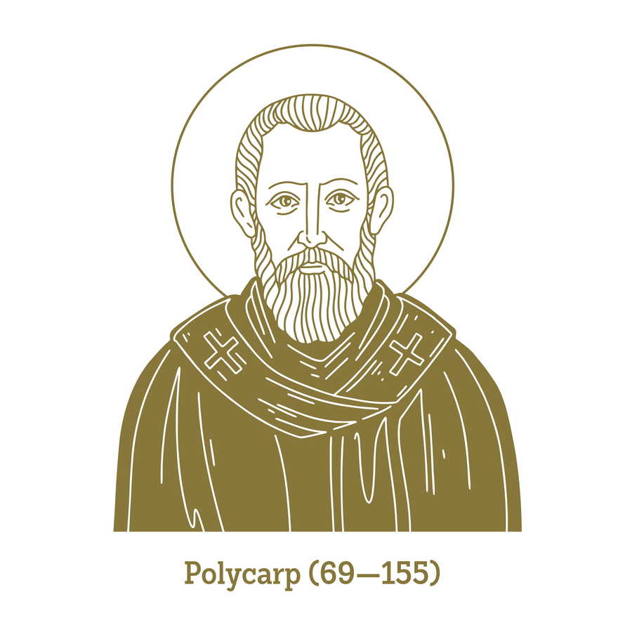 Polycarp (69-155) was a Christian bishop of Smyrna. According to the Martyrdom of Polycarp, he died a martyr, bound and burned at the stake, then stabbed when the fire failed to consume his body.