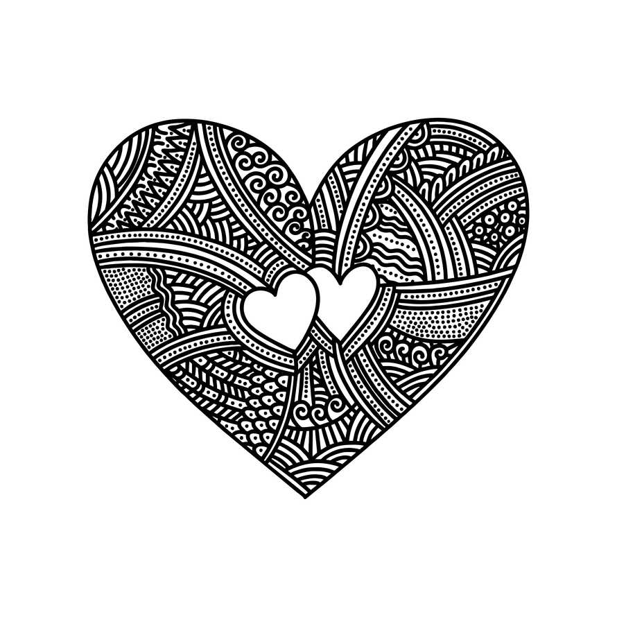 Doodle style illustration. A heart depicting mutual and true love