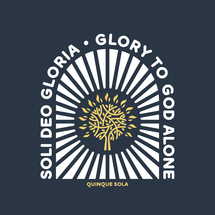 Christian illustration. Five Solas of the Reformation. Glory to God alone.