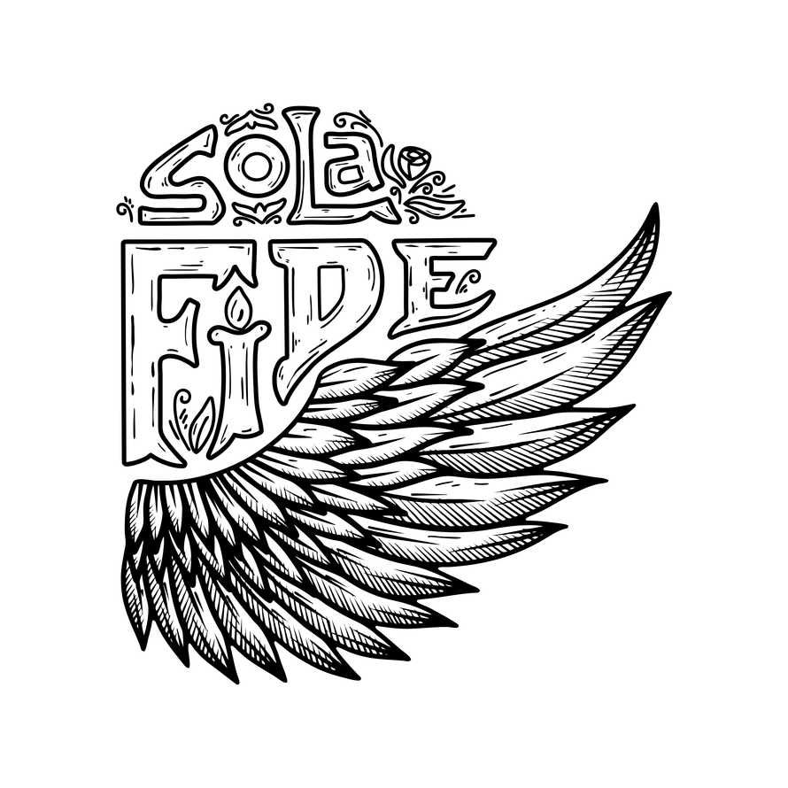 Hand-drawn Christian illustration. The Five Solas of the Reformation. Faith alone.