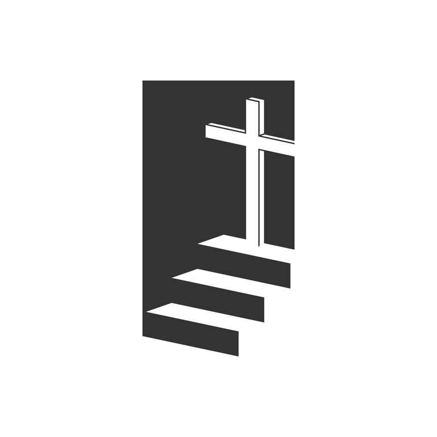 Christian illustration. Church logo. Steps leading to the cross.