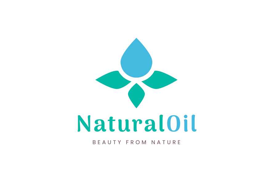 Beauty Logo with Oil Droplet and Leaf Shape