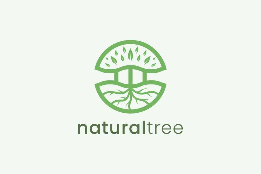 Simple Modern Tree Logo Template in Circle Shape for Nature 