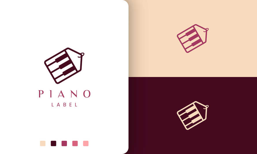 Simple Logo or Label Icon for Piano Shop