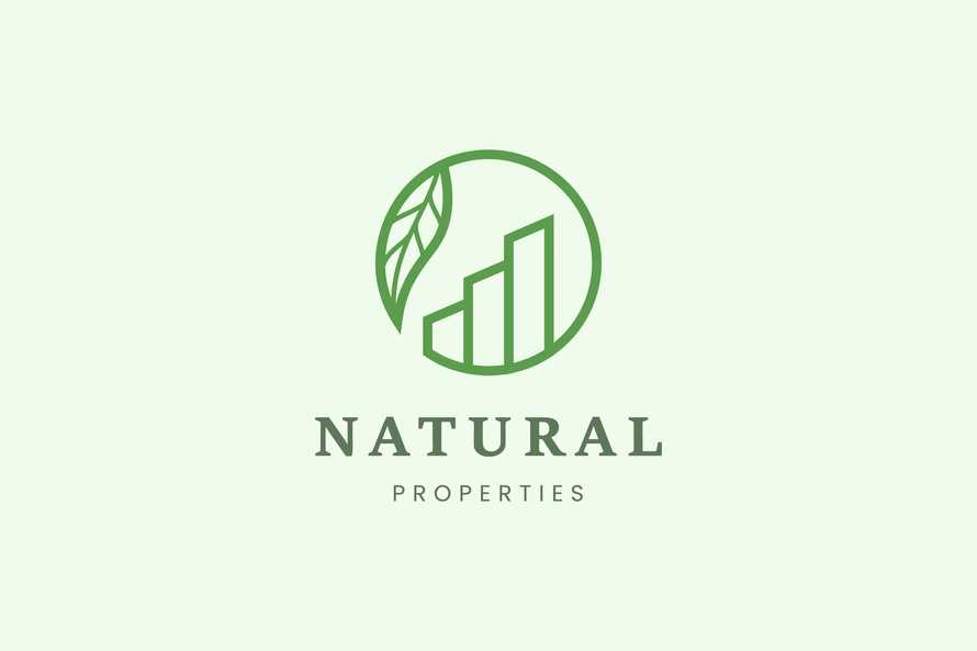 Circle Property or Villa Logo with Three Building and Leaf