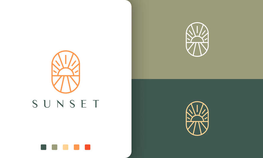 Seafront or Beach Logo in Mono Line