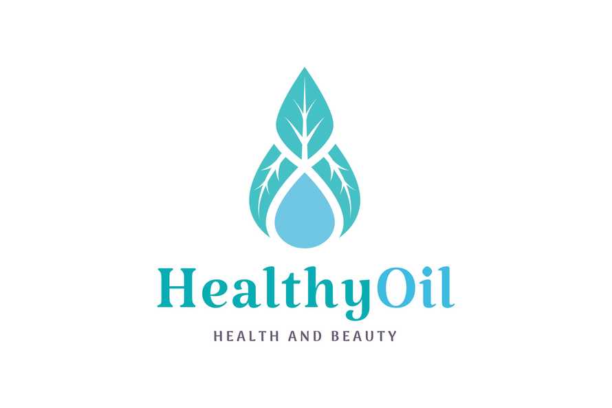 Beauty Health Logo with Oil Drop Leaf Shape