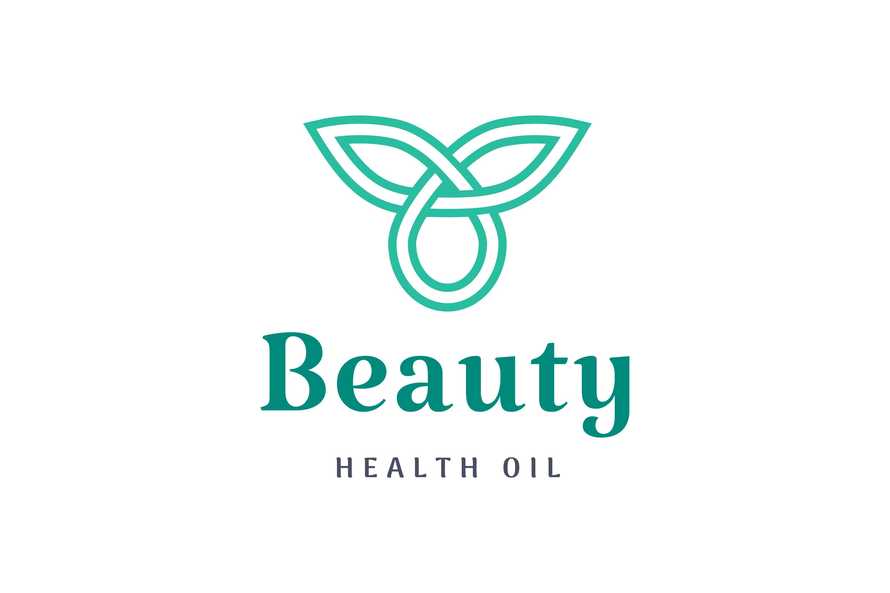 Minimalist Beauty Care Logo with Leaf and Oil Droplet Shape