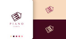 Simple Logo or Label Icon for Piano Shop
