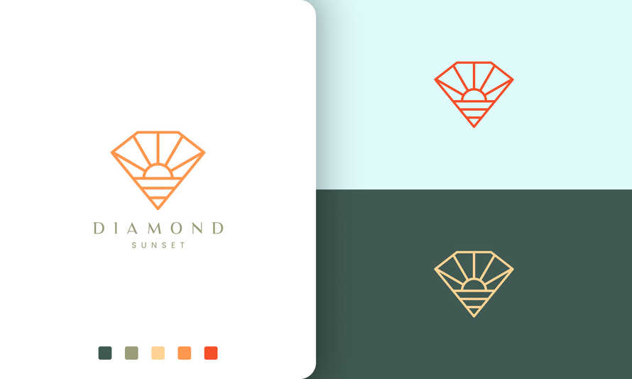 Diamond Beach Logo With Sun Shape